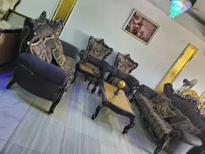 Set of High Classic Turkish Royal Fabric Sofa Chair