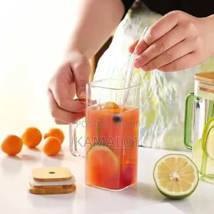 Glass Cup Handle With Straw 450ml