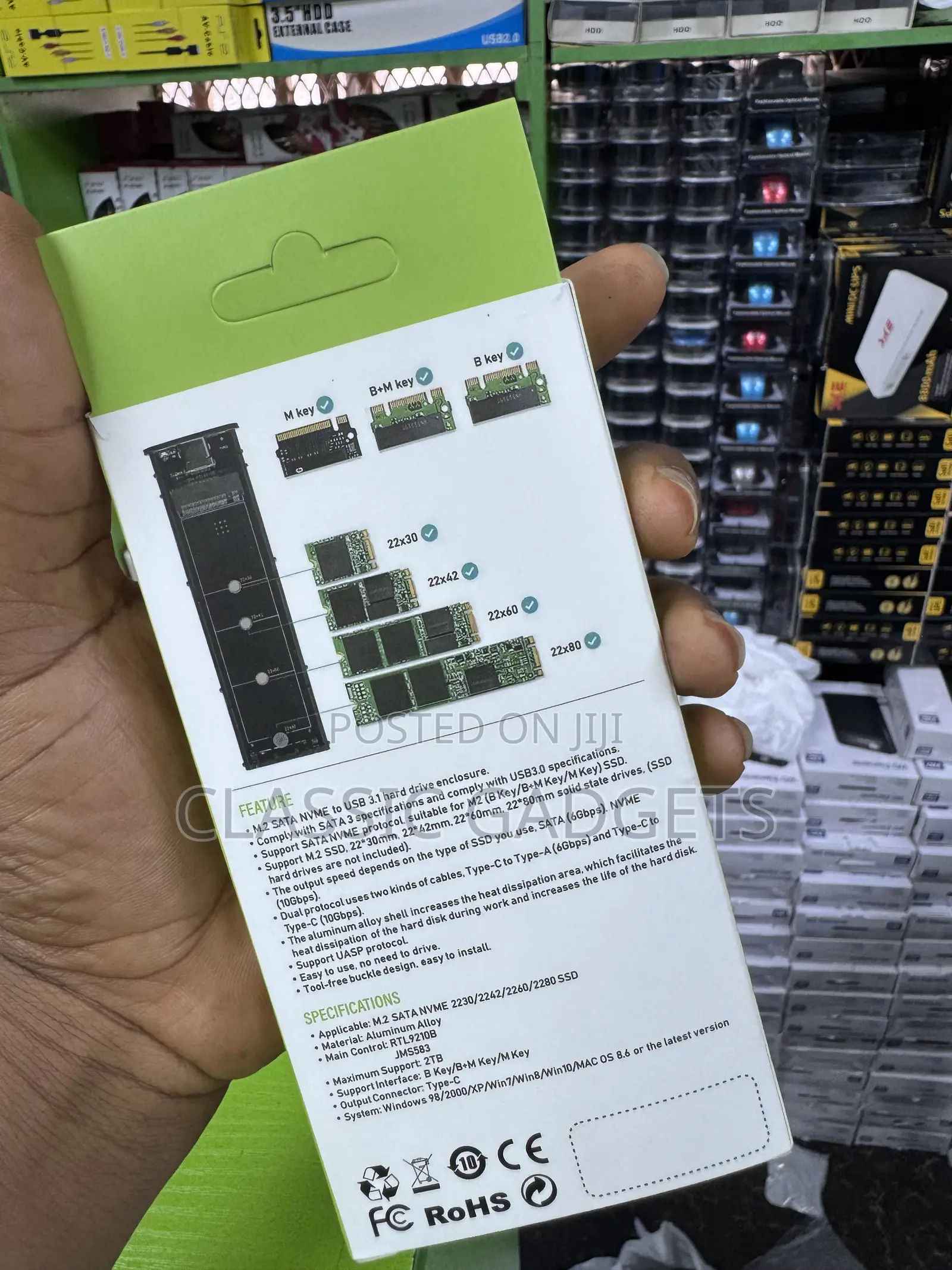 M.2 (Ngff Nvme) 2-in-1 Usb 3.1 Ssd Enclosure
