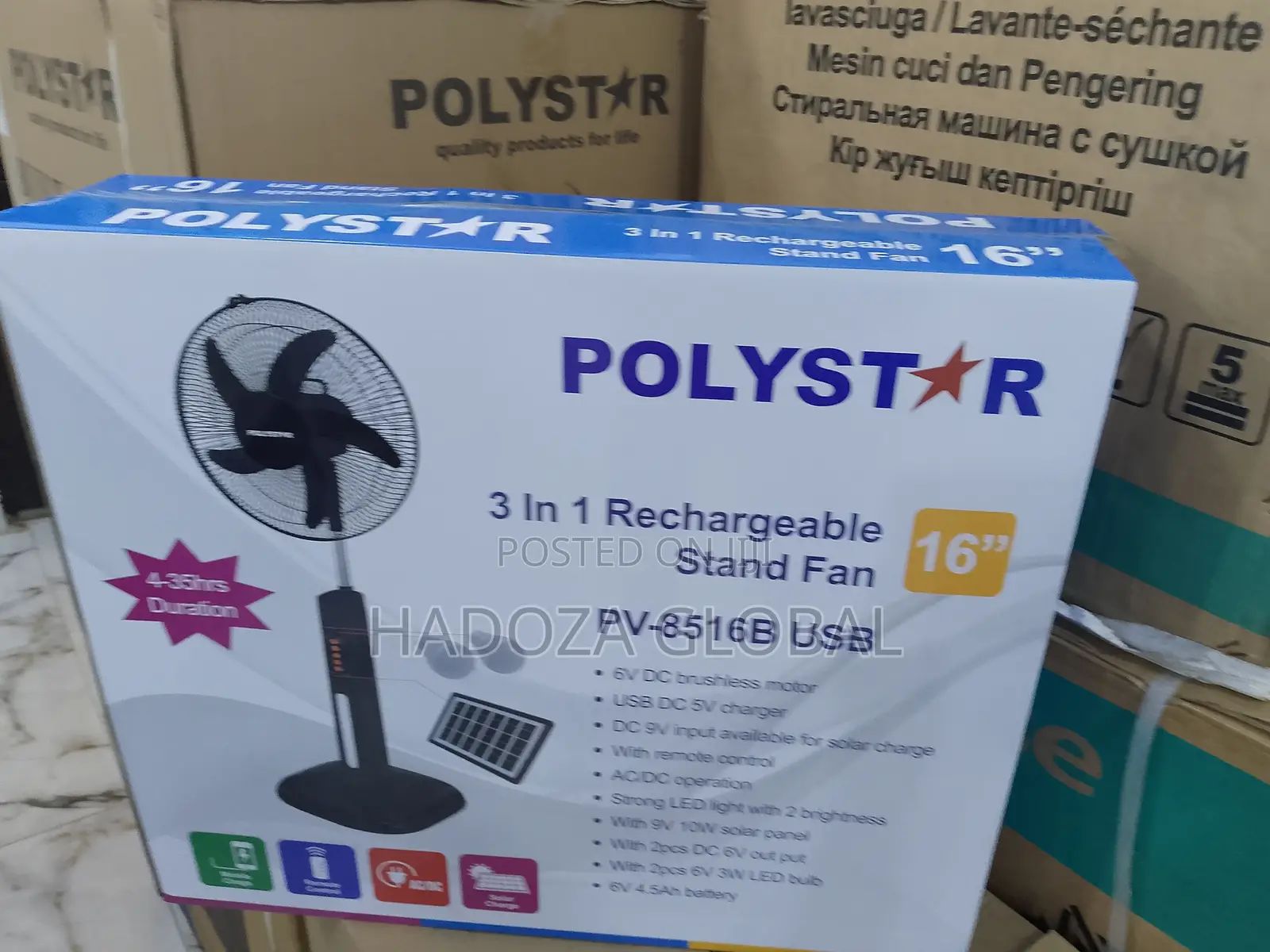 Fast -Selling Polystar 16" Rechargeable Fan