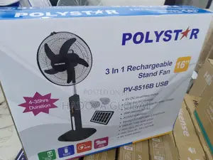 16" Affordable Polystar Rechargeable Fan -New