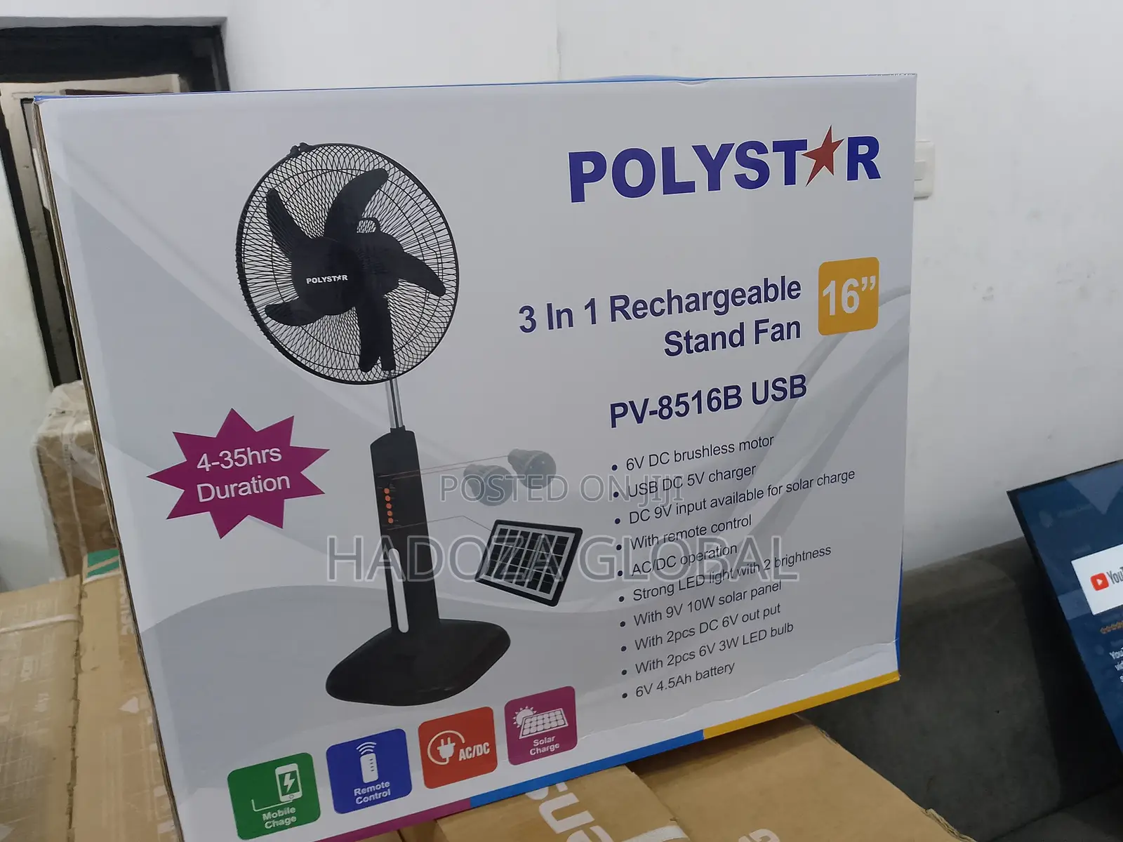Top -Selling Polystar 16" Rechargeable Fan