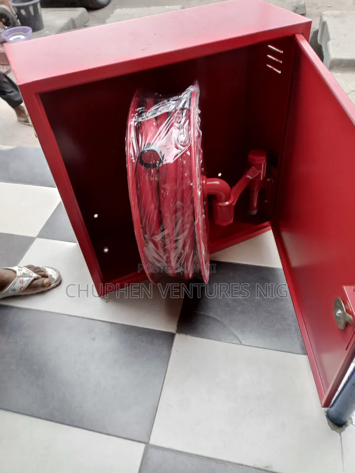Firefighter Hose Reel With The Cabinet
