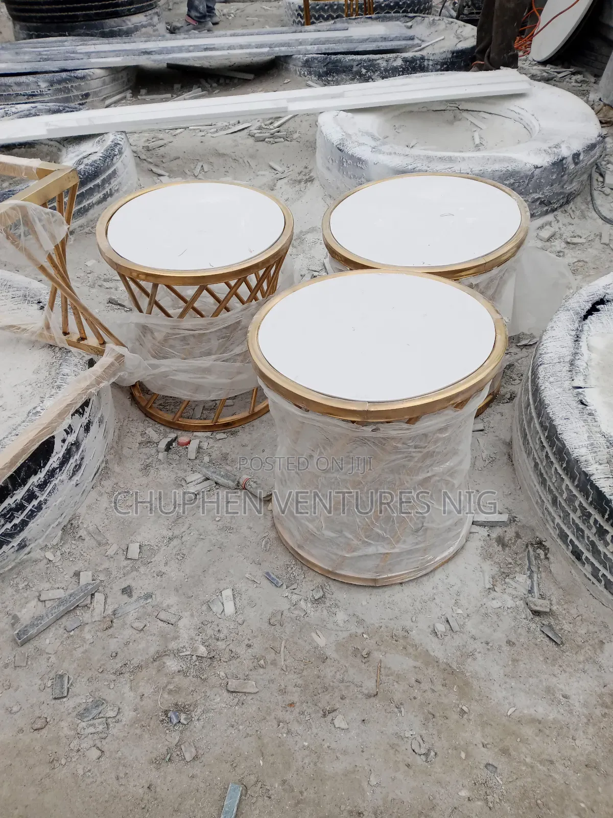 Marble/Granite Top Center Table and Side Stools