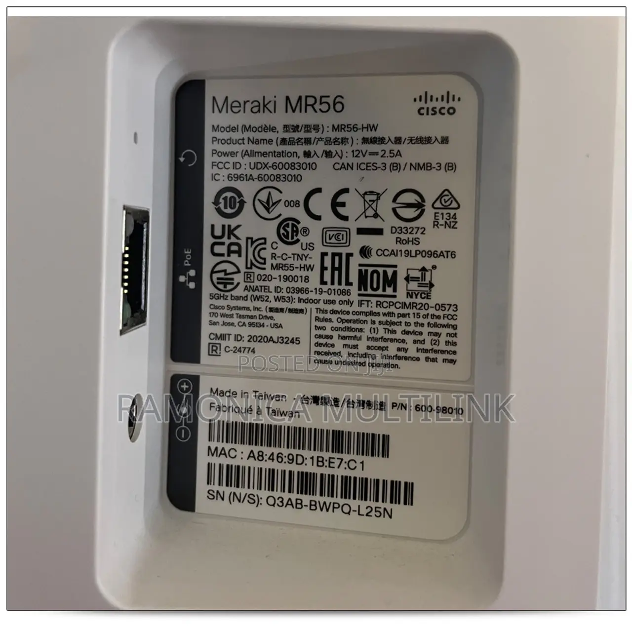 Cisco Meraki MR56 Wireless Access Point (MR56-HW)