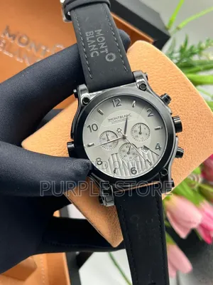 Mont Blanc Leather Chronograph Wristwatch