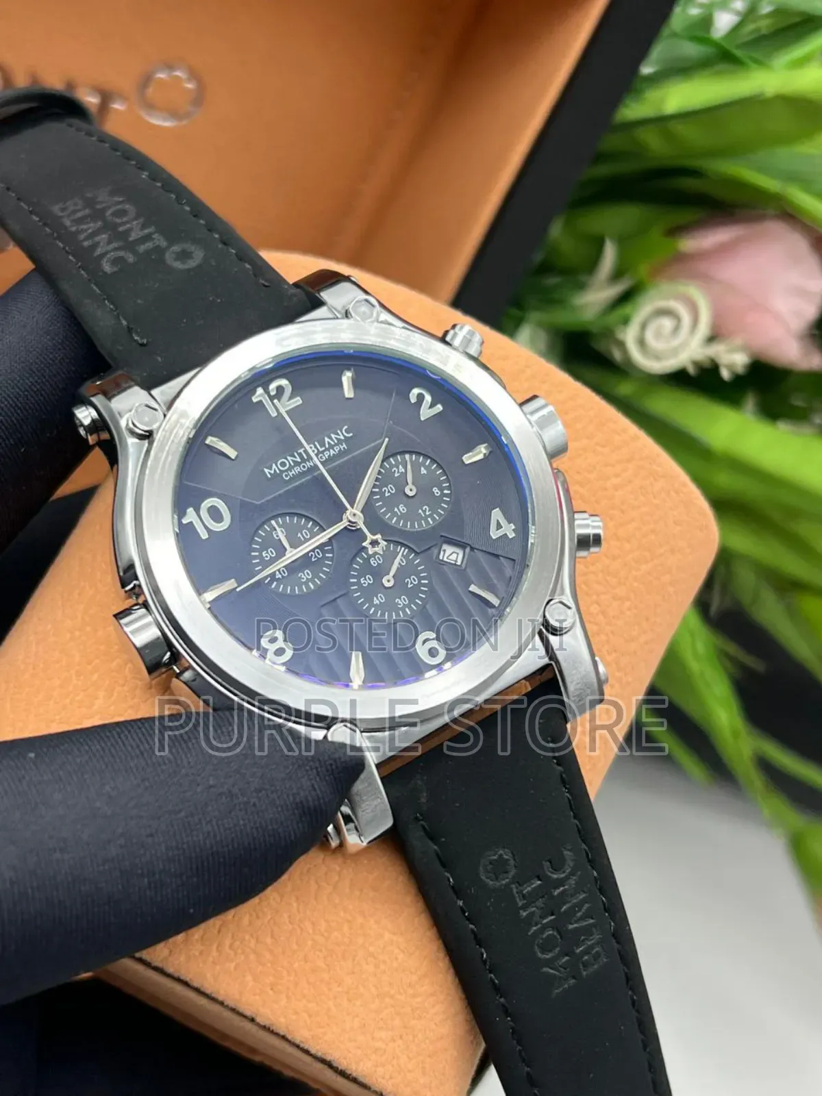Mont Blanc Leather Chronograph Wristwatch