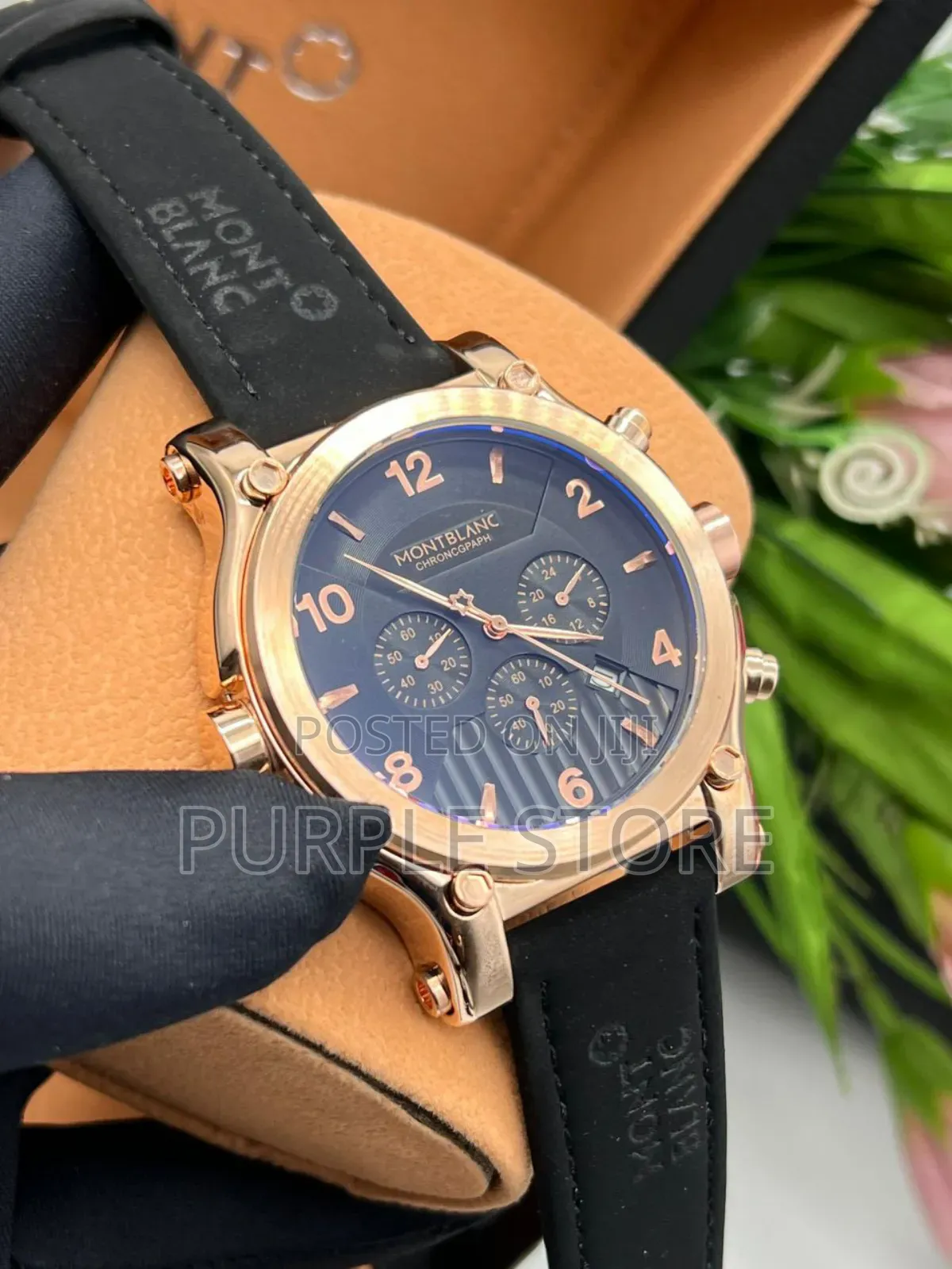 Mont Blanc Leather Chronograph Wristwatch