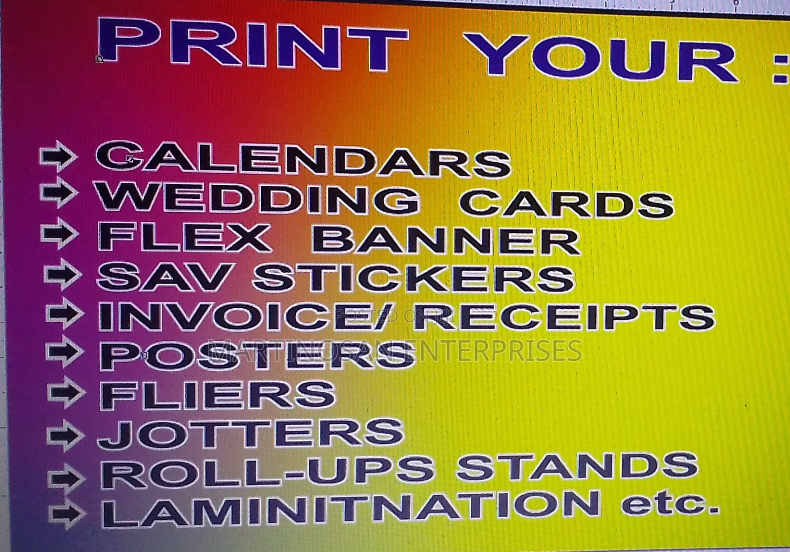 Printing:Calendars, Sticker Banners Etc.