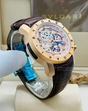 Bvlgari Quality Luxury Men Leather Strap Wristwatch