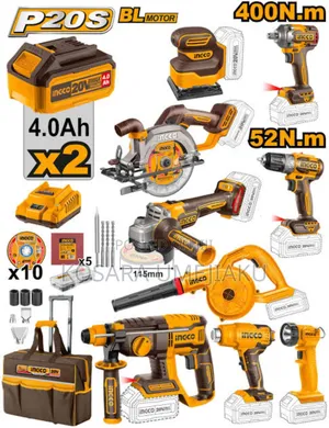 9 in 1 Ingco Industrial Cordless Combo Set 20v