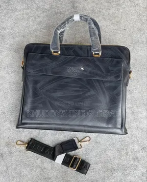 High Quality Italian Leather Montblanc Laptop Bags Black