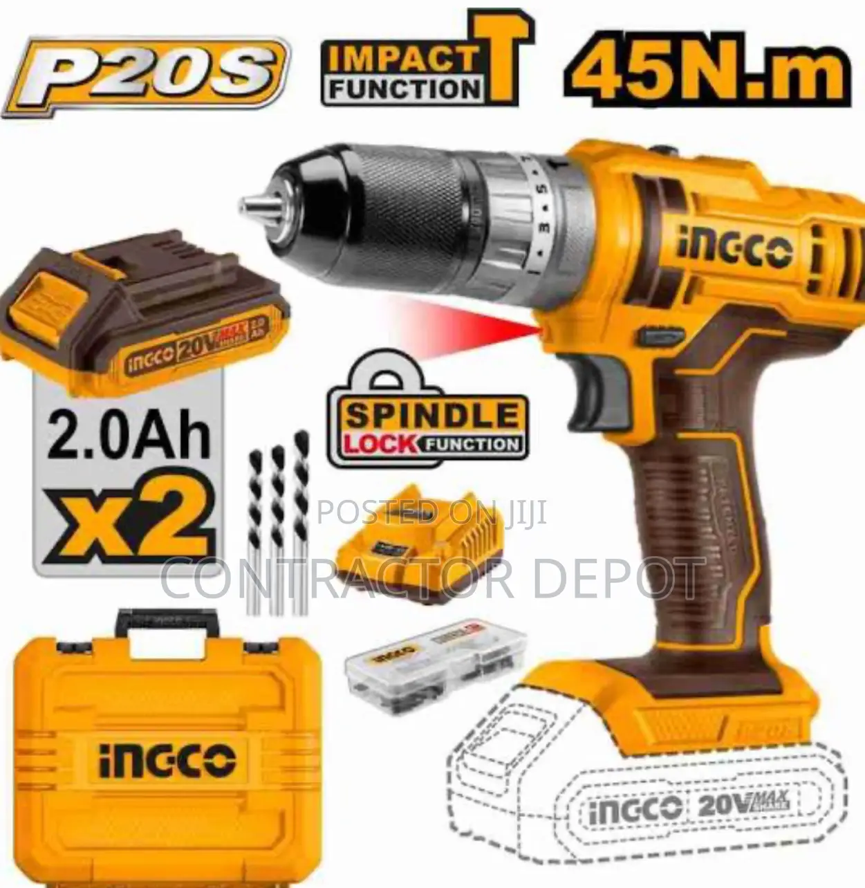 CIDLI201452 INGCO Cordless Impact Drill
