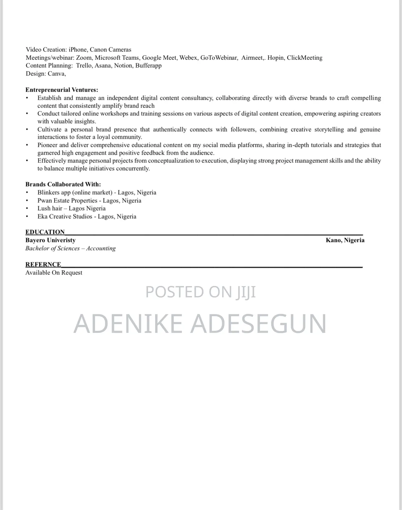 Content Creation Video Editing CV