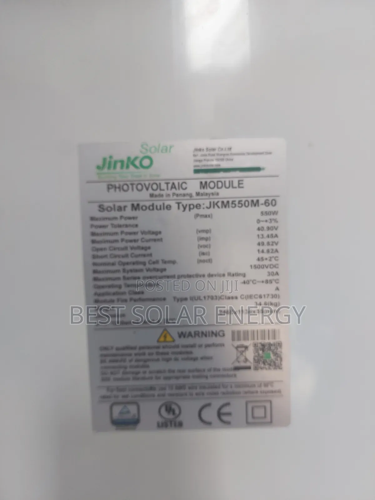 Original Jinko 550w Solar Panel