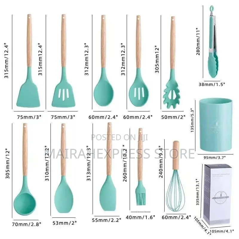 12pcs Silicone Nonstick Kitchen Spoon Set