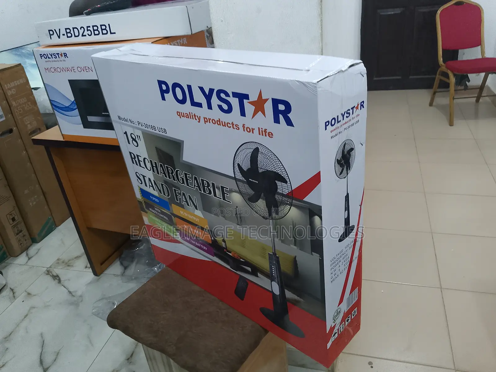 Super 18" Polystar Rechargable Stand Fan