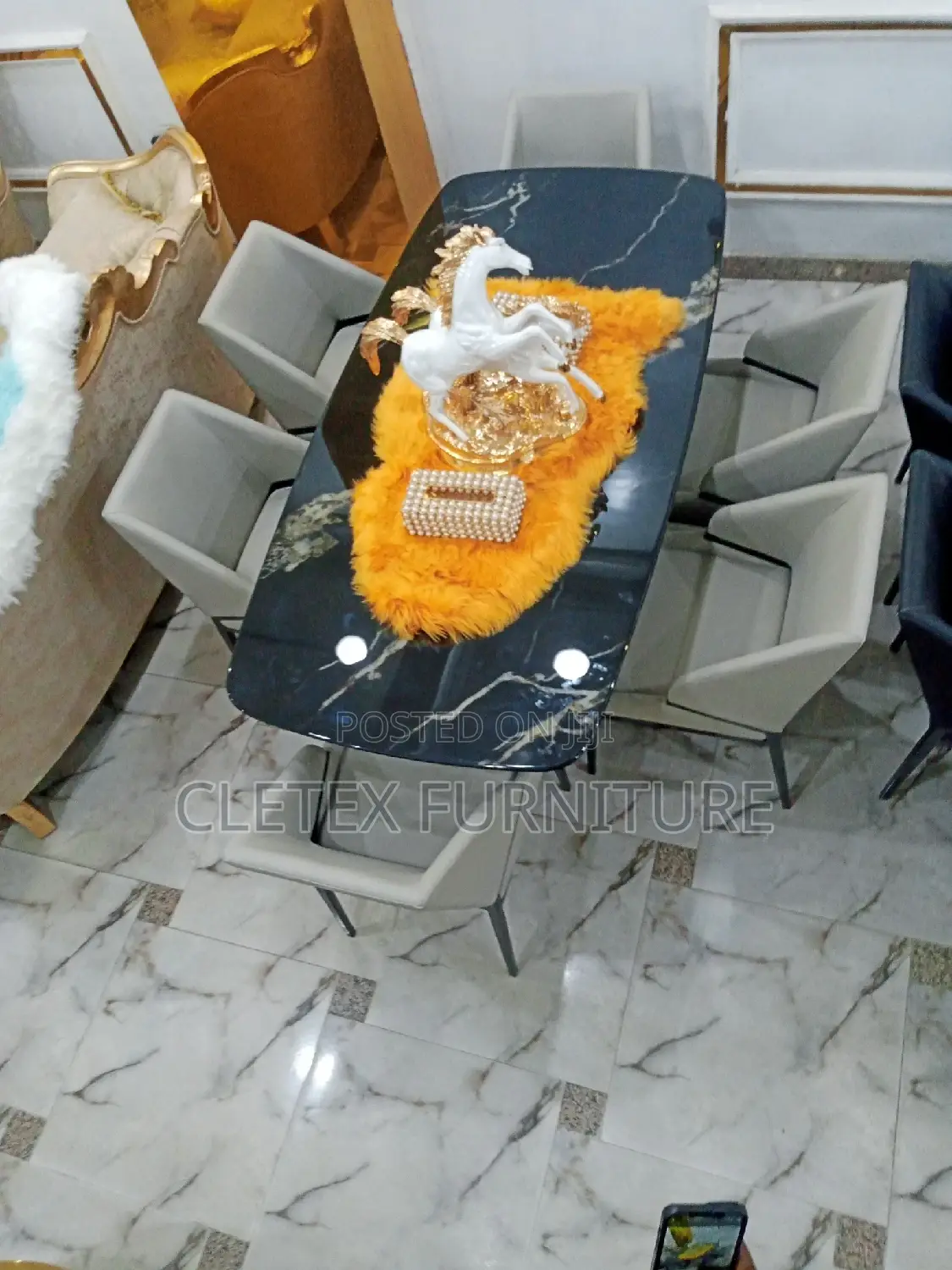 Marble Top Dining Table by 6 Seaters