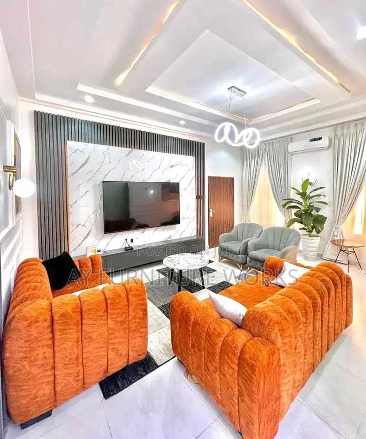 Orange and Grey Colour Combination Sofas