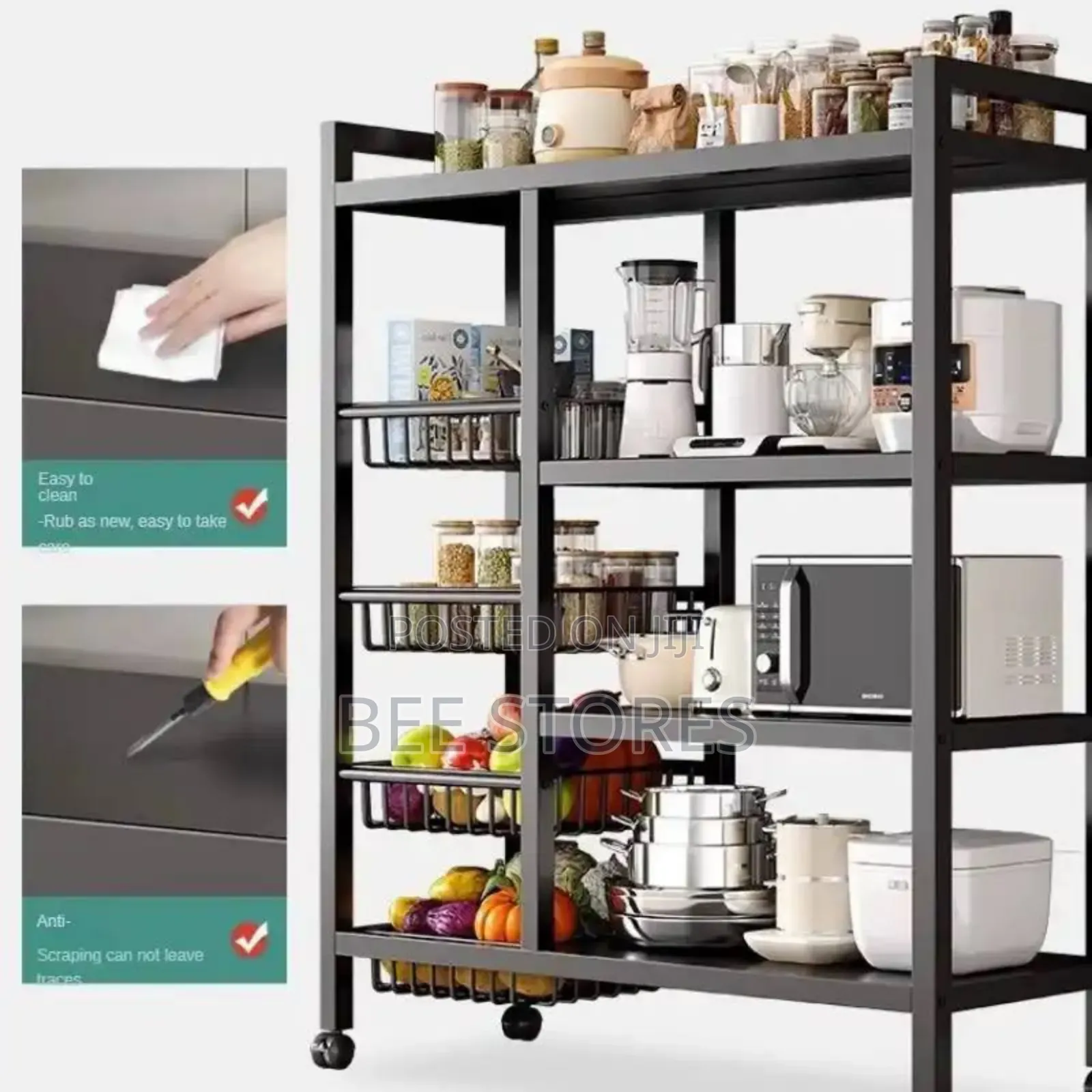 Kitchen Basket Trolley Multifunctional Storage Rack