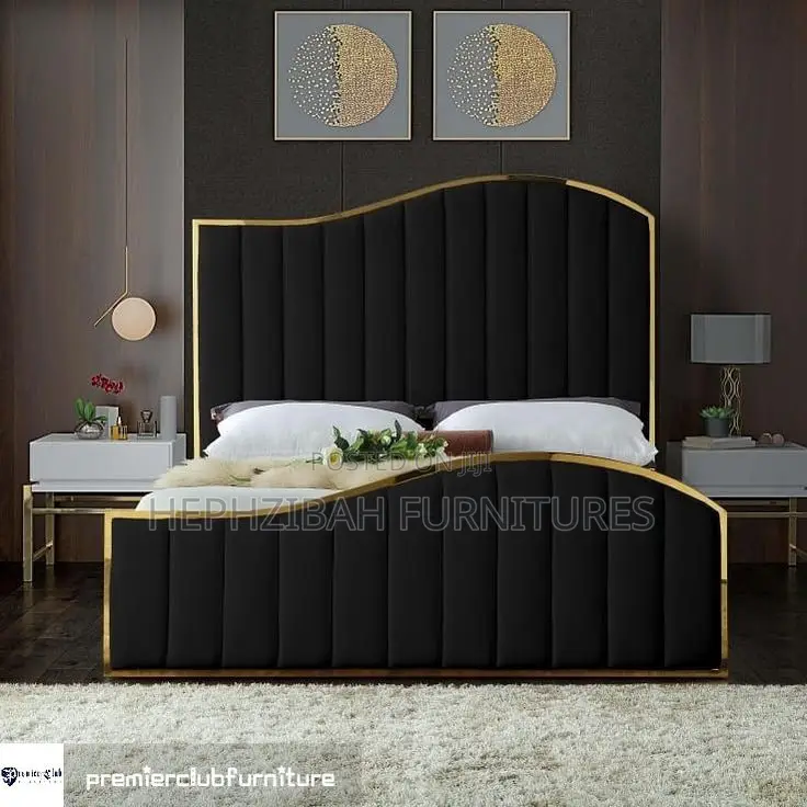 6 X 6 Executive Black Modern Bedframe With Bedside Drawer