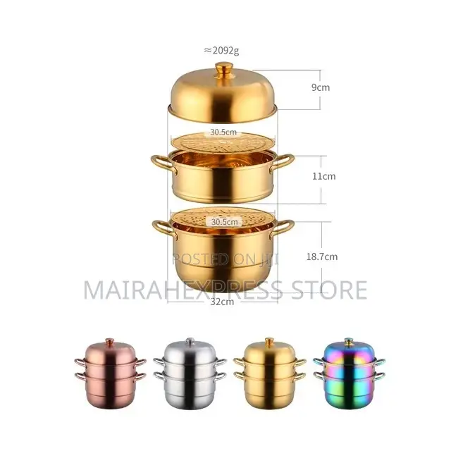 30CM Thickened Three-Layer Stainless Steel Steamer Pot