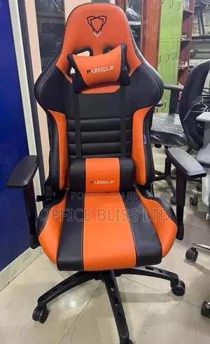 Furgle Authentic Leather Reclining Gaming Chair- ORANGE