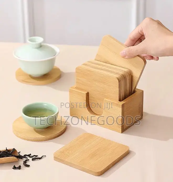 Bamboo Coasters (4pcs + Holder)