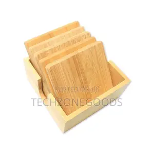Bamboo Coasters (4pcs + Holder)