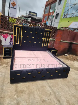 6by6 Upholstery Padded Bed Frame With Two Side Drawers