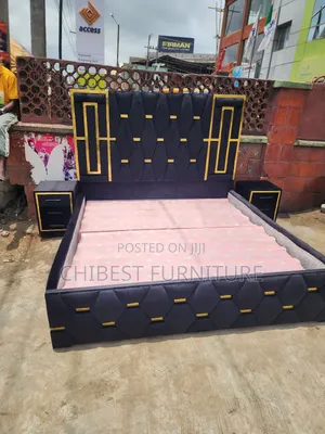 6by6 Upholstery Padded Bed Frame With Two Side Drawers