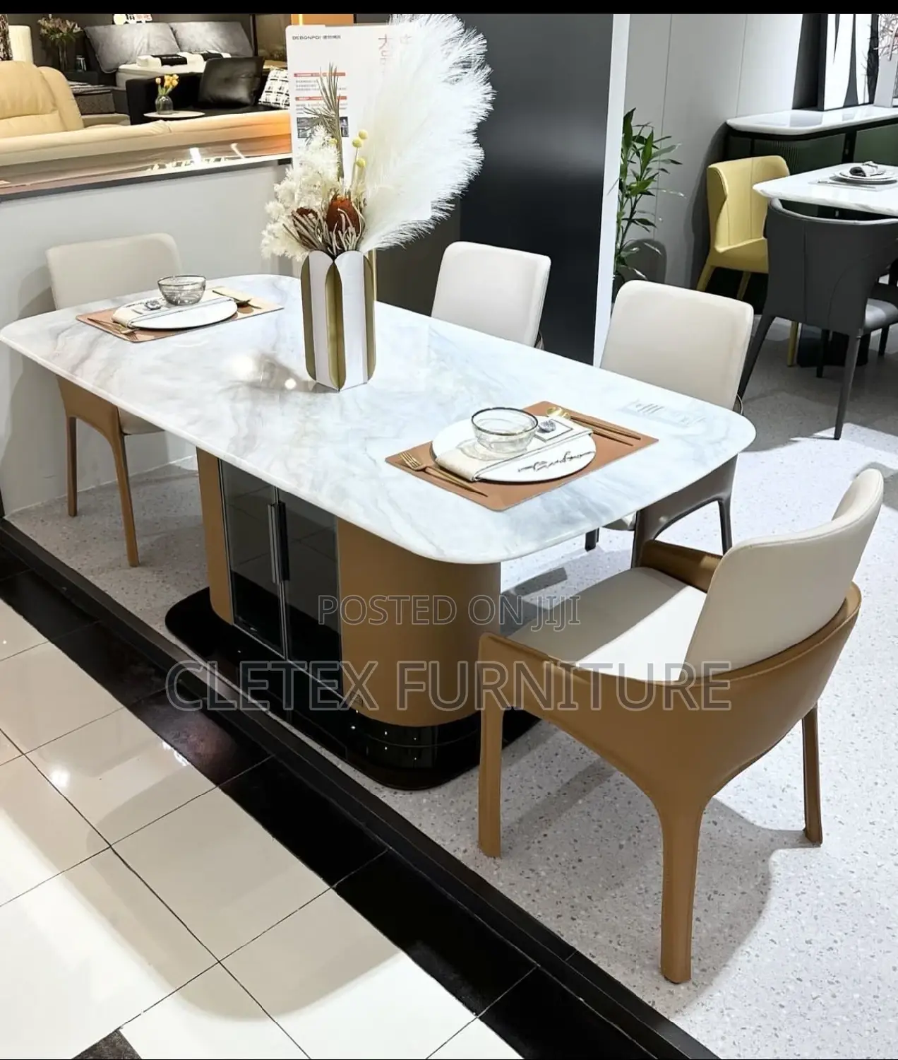Marble Top Dining Table by 6 Seaters