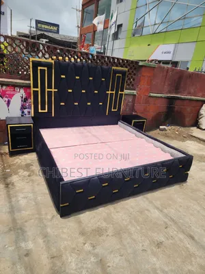 6by6 Upholstery Padded Bed Frame With Two Side Drawers