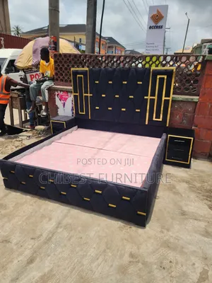 6by6 Upholstery Padded Bed Frame With Two Side Drawers