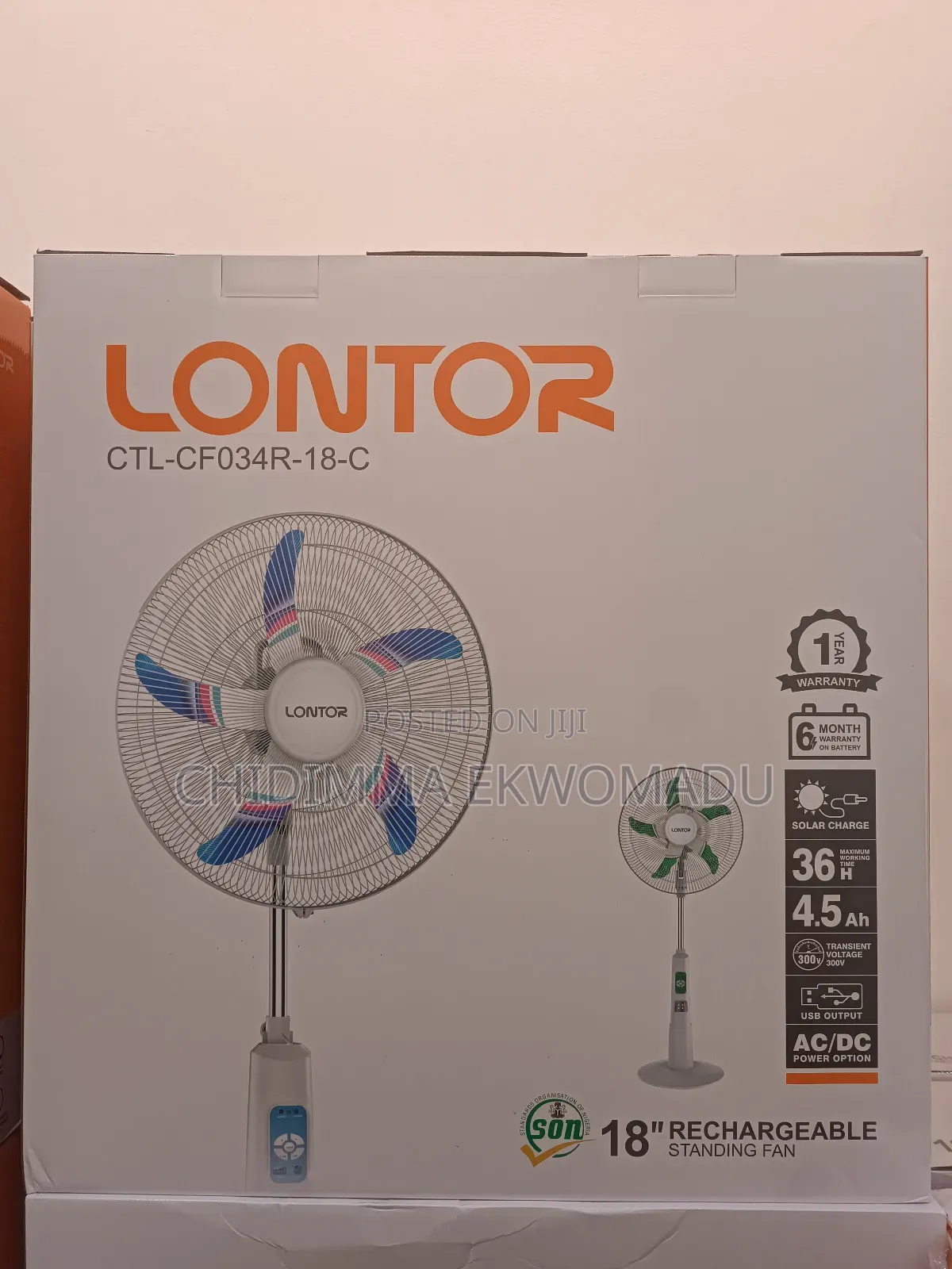 18" Rechargeable Standing Fanctl-Cf034r-18-C