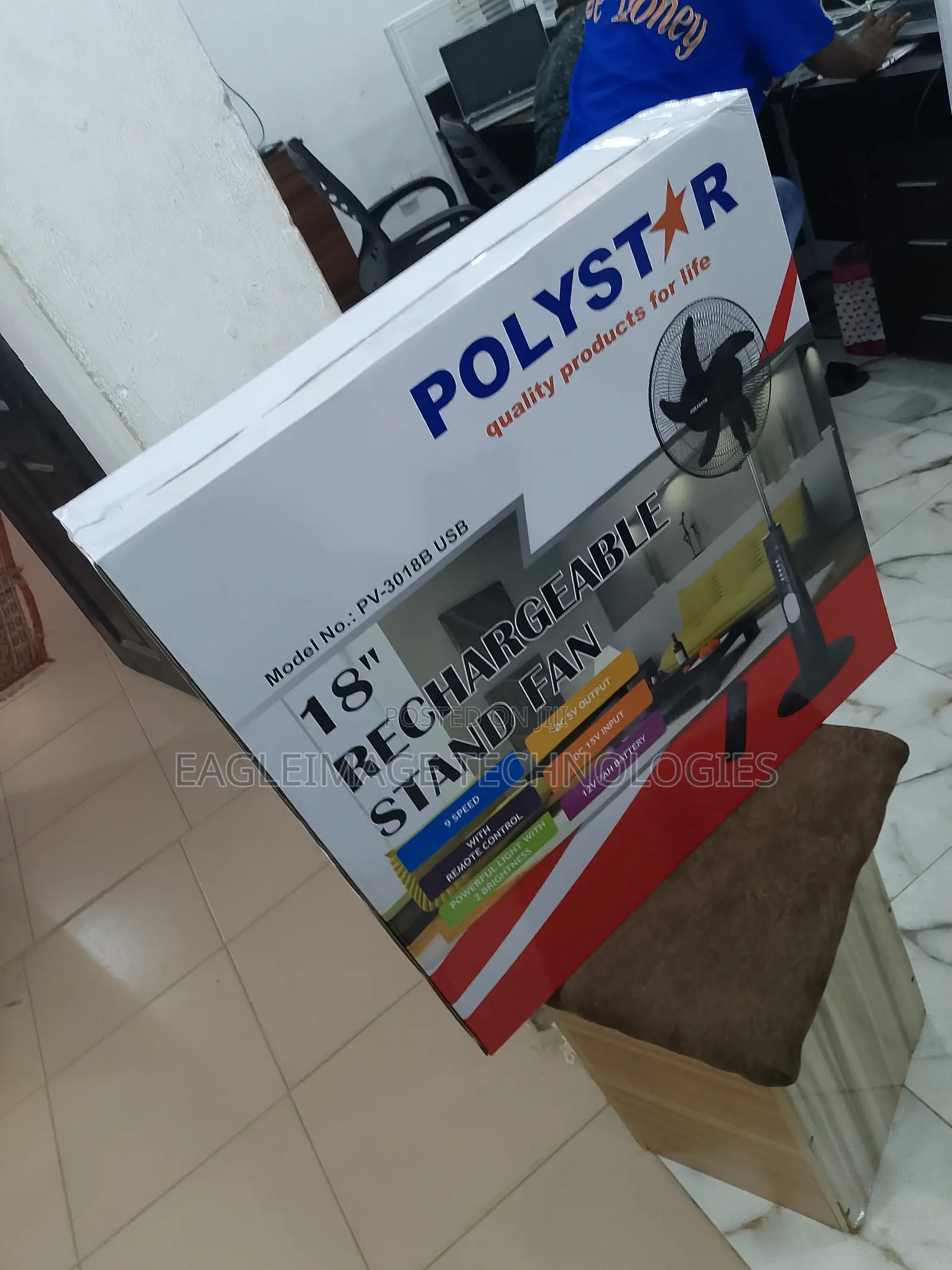 Most Preffered Polystar 18'' Rechargeable Standing Fan