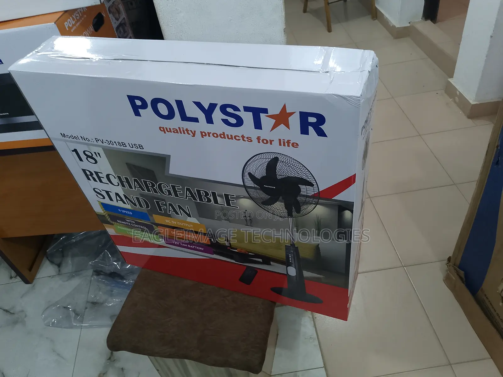 Super Cool Polystar 18'' Rechargeable Standing Fan