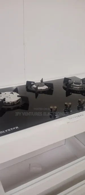 3 Burner Built-in Hob Polystar Gas Cooker, Glass Top.