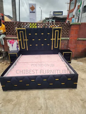 6by6 Upholstery Padded Bed Frame With Two Side Drawers