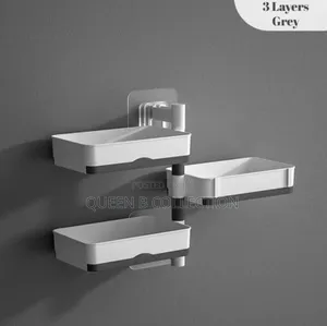 3 Layers Punch Free Wall Mounted Rotatable Soap Rack