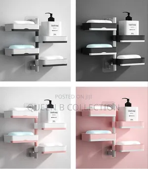 3 Layers Punch Free Wall Mounted Rotatable Soap Rack