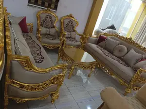 Egyptian Royal Sofa's Chair and Center Table With Side Stool