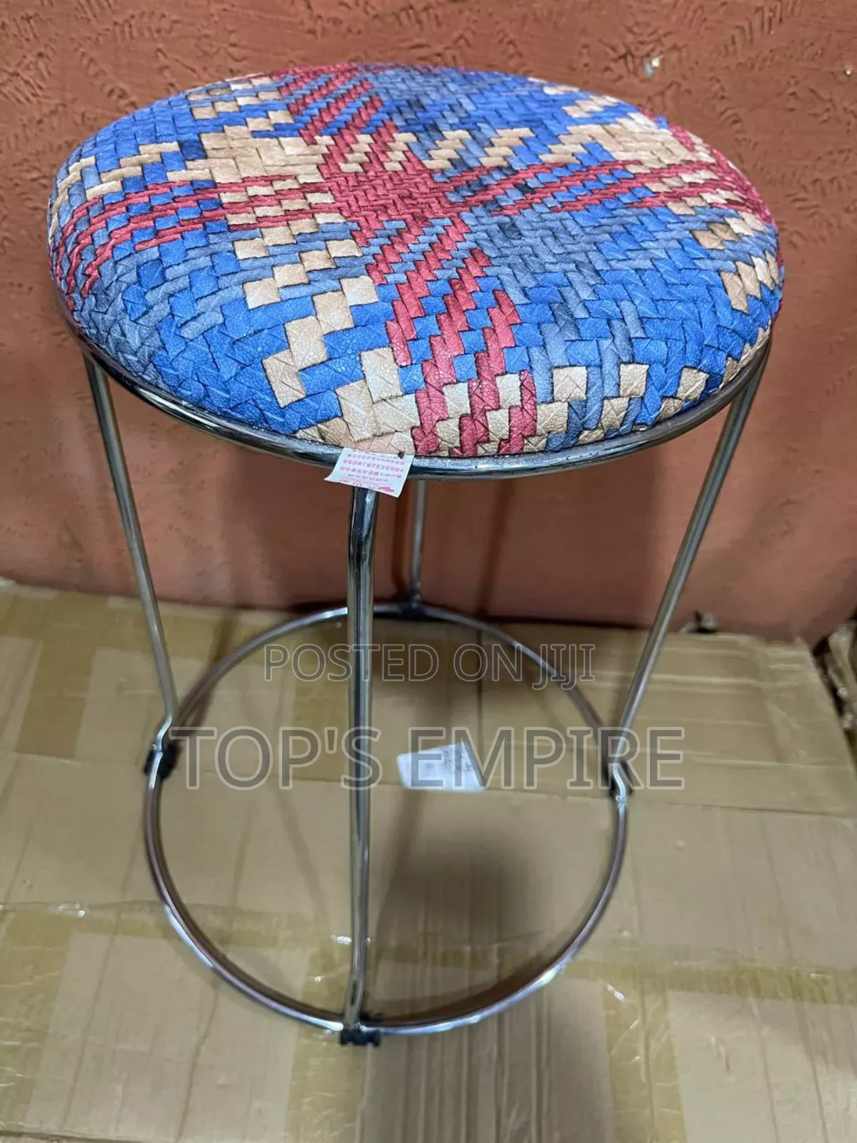 Thickened Wrought Iron Reinforced Round Master Stool