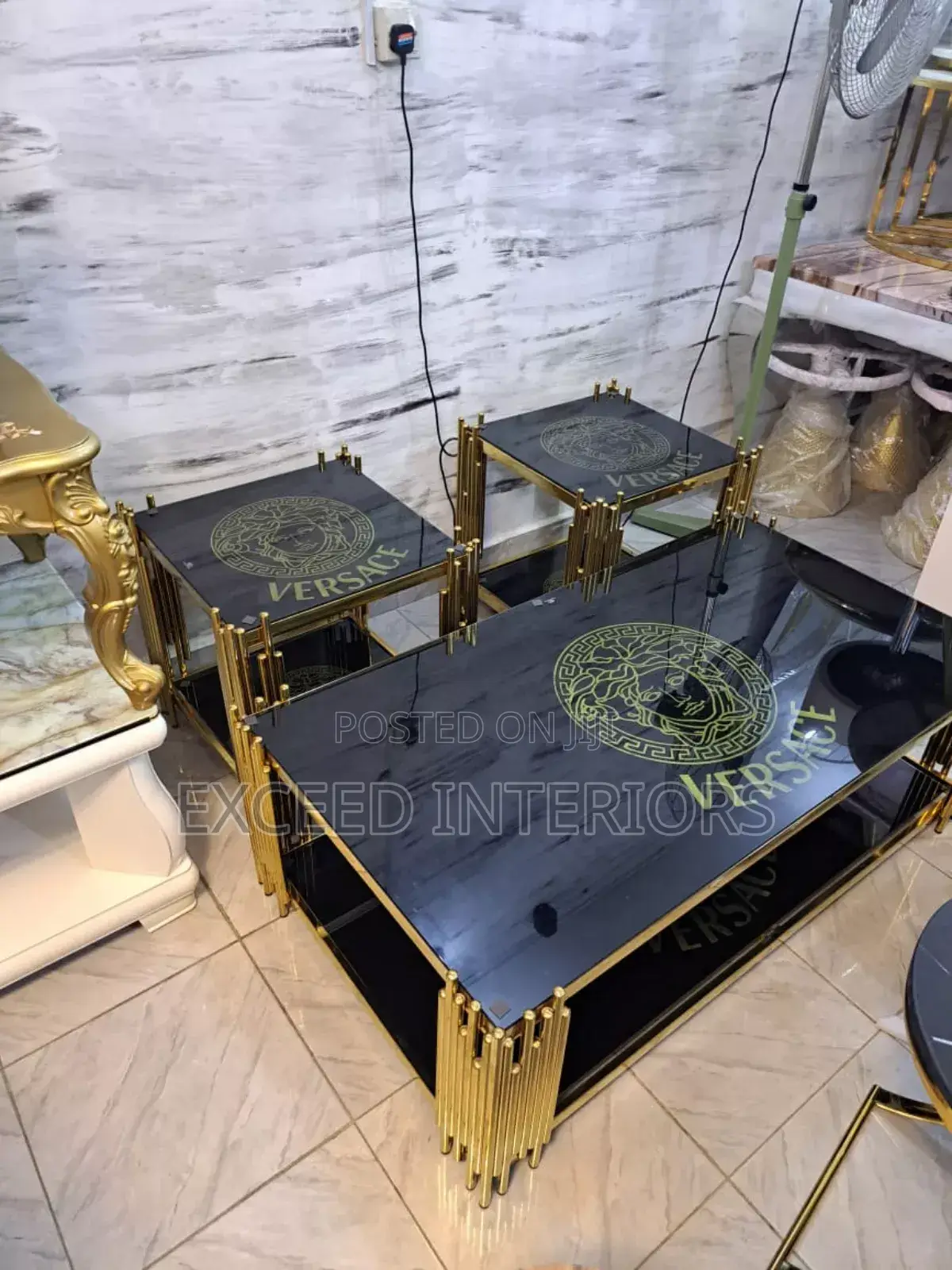Classic Versace Center Table and Side Stool