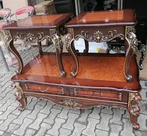 Royal Wooden Center Table and Side Stools With Drawers