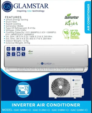 GLAMASTER AIR CONDITIONER,1hp Split Unit Inverter,Full Coper