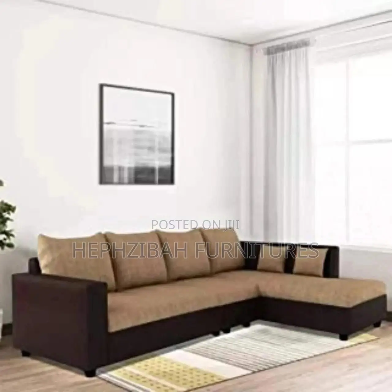 Multicoloured L Shaped Fabric Sofa