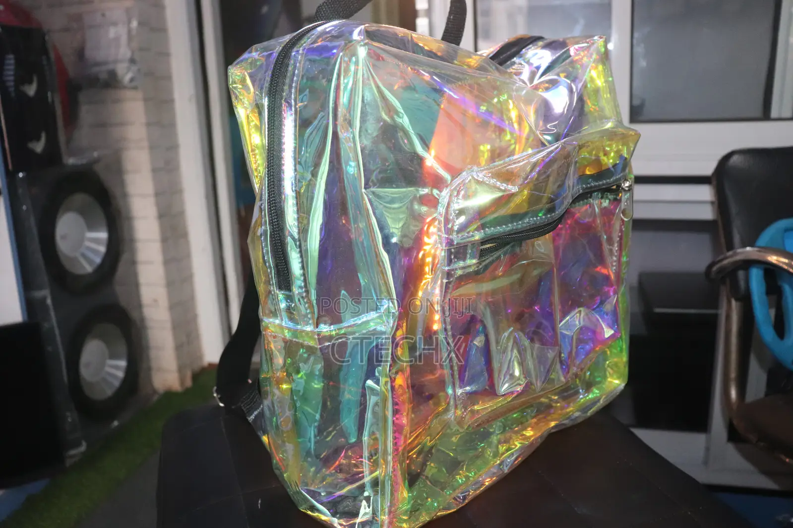 Waterproof Rainbow Color Transparent Backpack Large