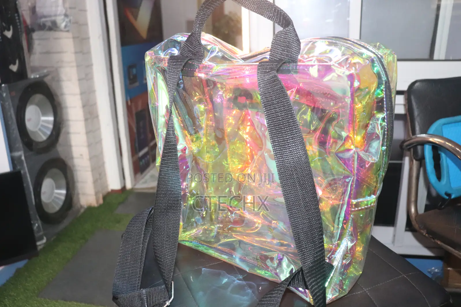 Waterproof Rainbow Color Transparent Backpack Large