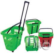 48L New Design Rolling Plastic Shopping Basket With 4 Wheels